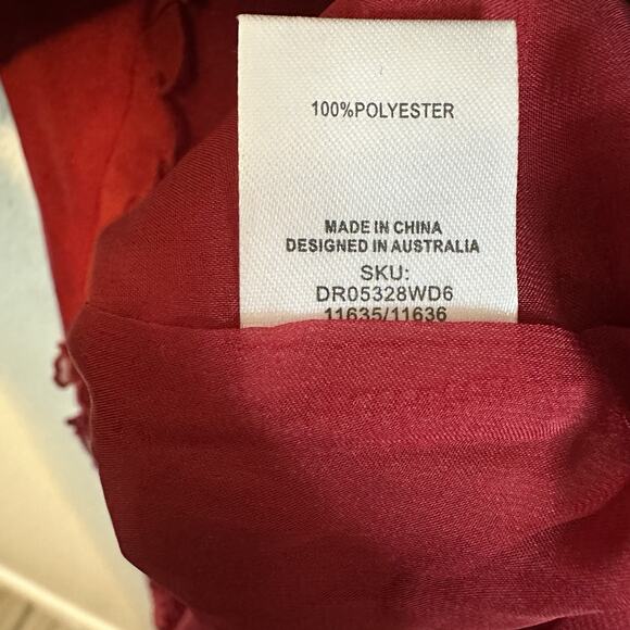 NWT MESHKI Maxi Slip Dress Very High Slit Size XS Red Ruffles Cocktail Holiday - Picture 8 of 12